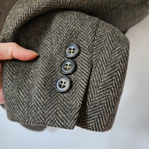 L.L.Bean Tweed Herringbone Wool Quilted-Thinsulated Sport Coat Brown Green - Picture 4 of 13